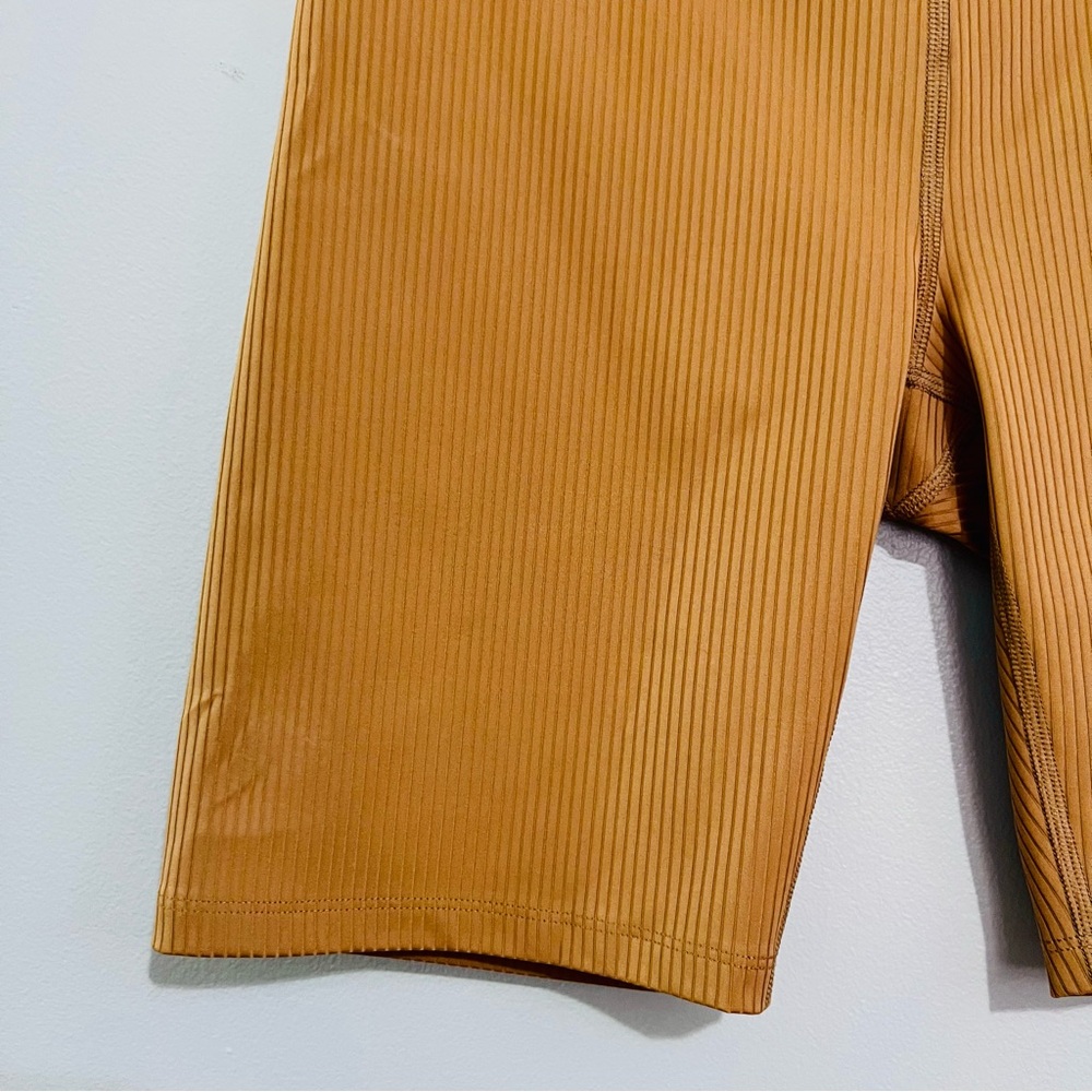 NWT Girlfriend Collective Rib Paloma Bra & Rib Bike Shorts Set in Toffee Brown - Picture 8 of 16